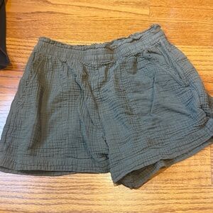 Aerie Olive Green Women Linen Shorts